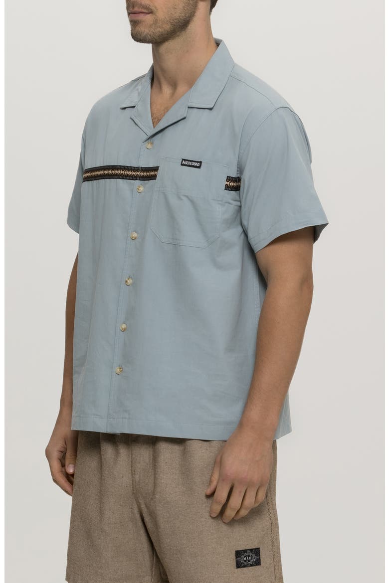 Elements Jacquard Tape Cotton Camp Shirt, Alternate, color, SAGE