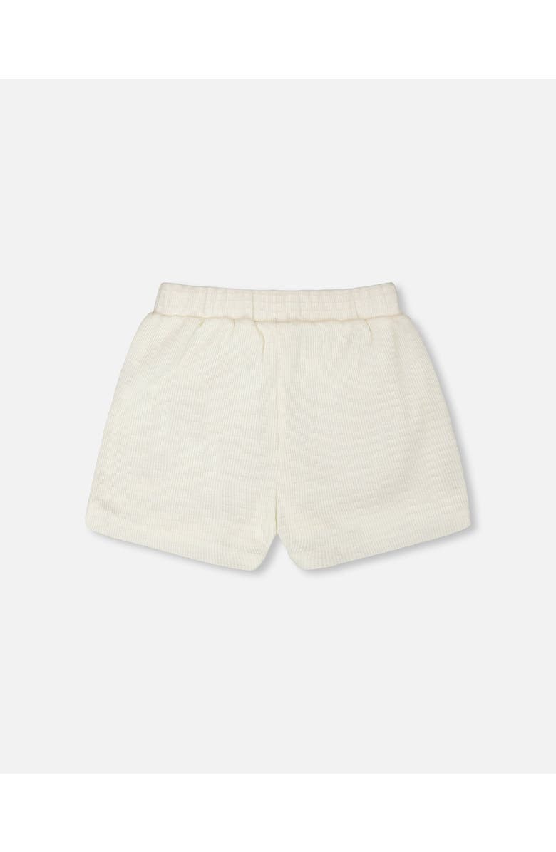Deux par Deux Crinkle Jersey Elastic Waist Shorts, Alternate, color, Off-White