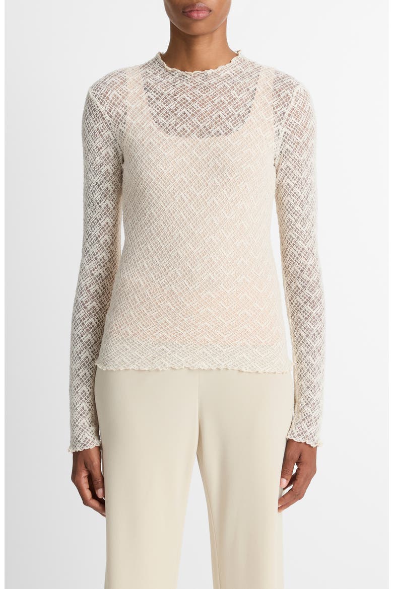 Lace Mock Neck Top, Main, color, ALABASTER