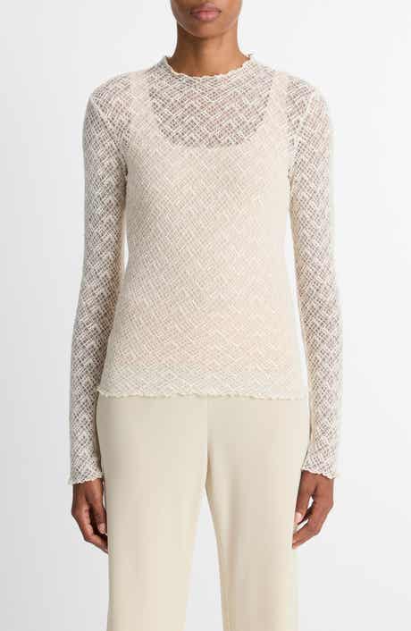 Vince Lace Mock Neck Top