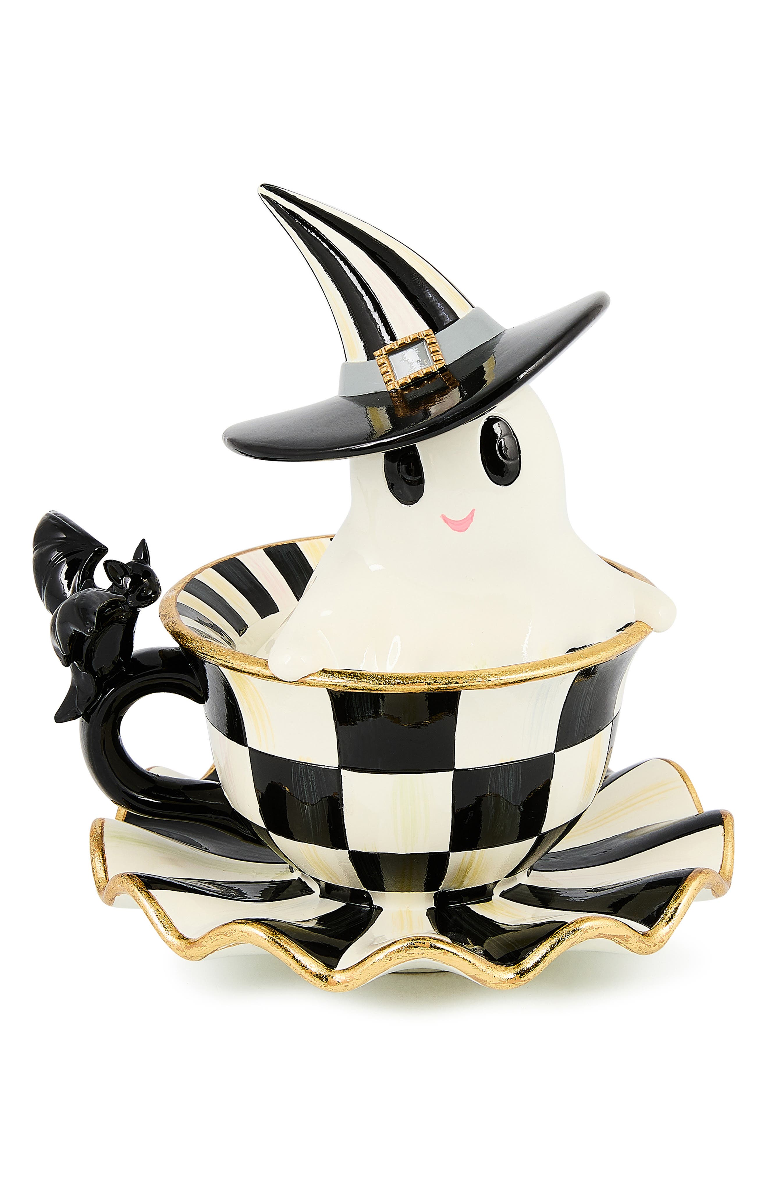 MACKENZIE CHILDS Courtly Check Teacup Ghost Decor - Courtly
