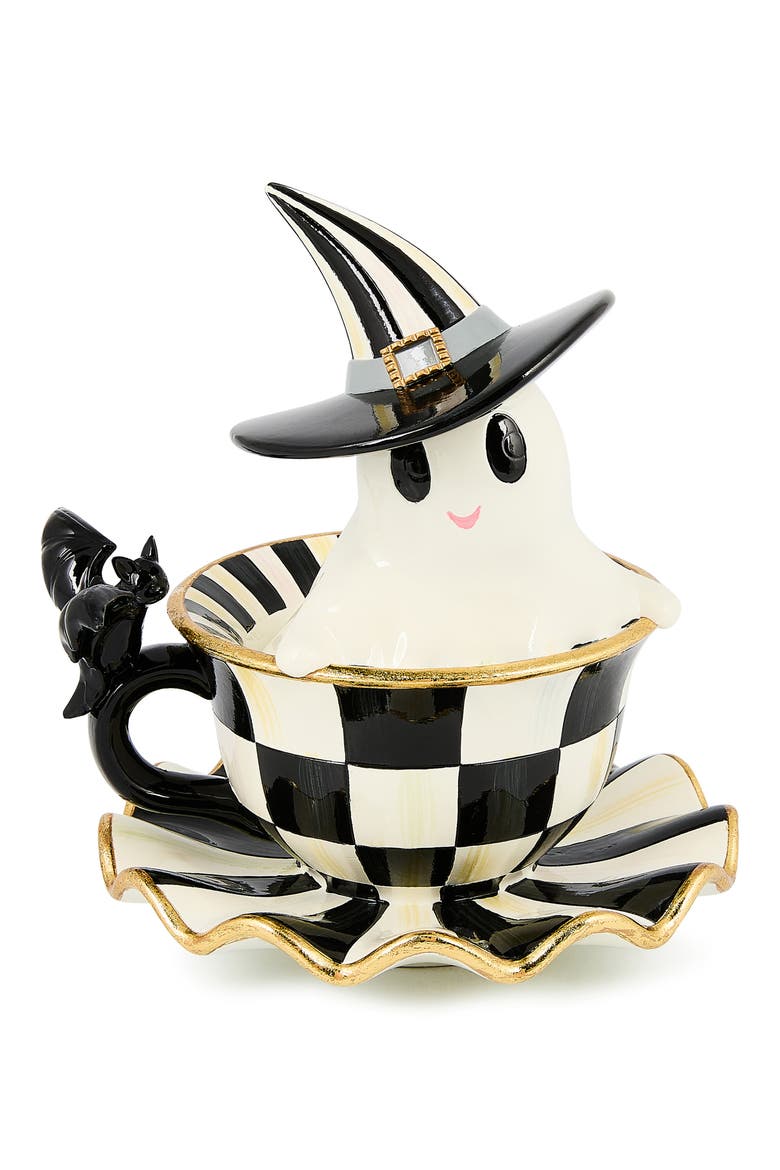 Courtly Check Teacup Ghost Decor, Main, color, COURTLY