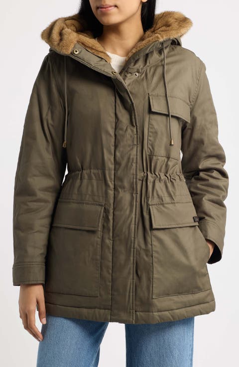 Faux Fur Lined Hood Cotton Anorak