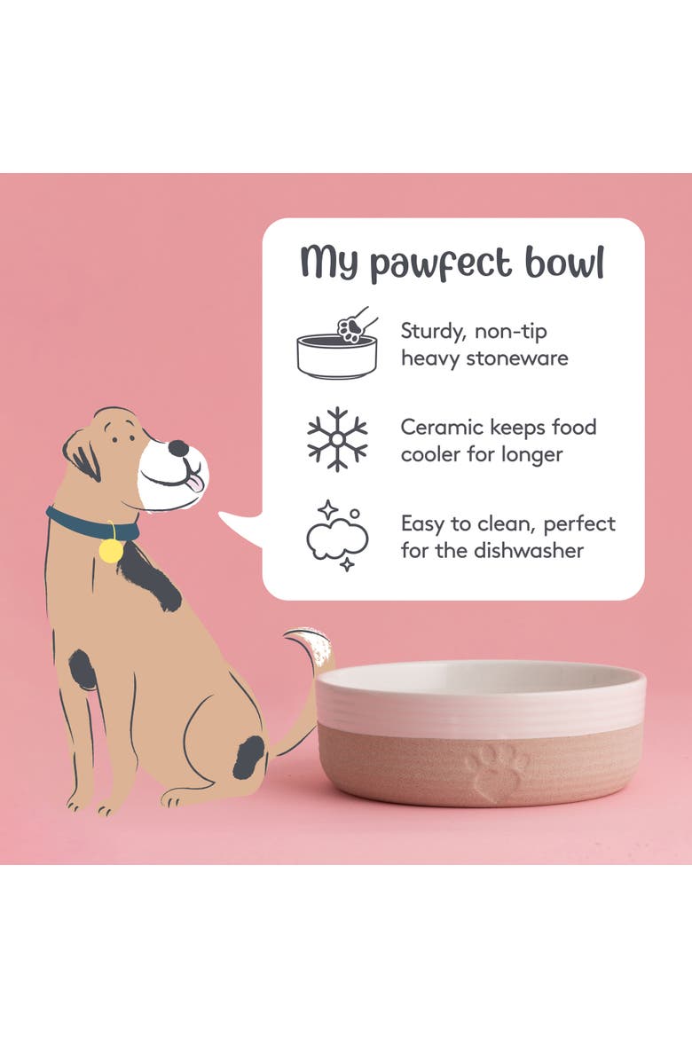 Heart Paw Pet Bowl, 7 Inch 32oz Cream & Tan, Alternate, color, Beige