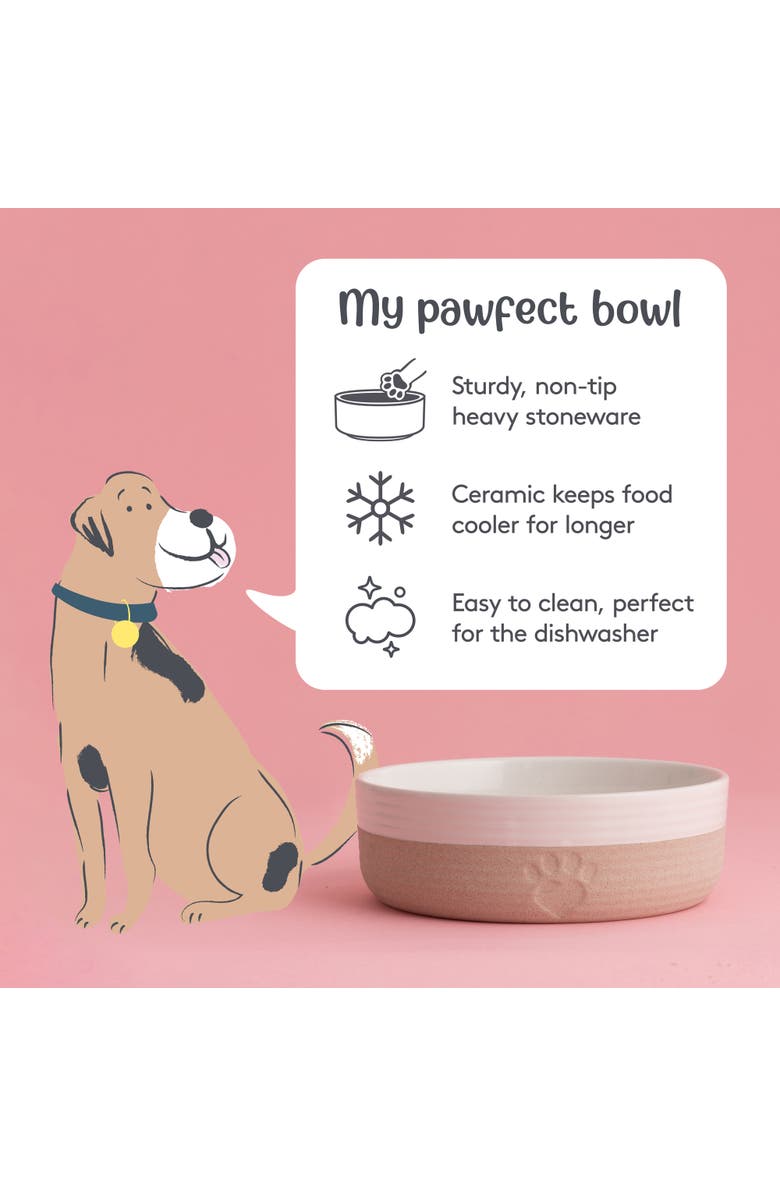 MASON CASH Heart Paw Pet Bowl, 7 Inch 32oz Cream & Tan, Alternate, color, Beige