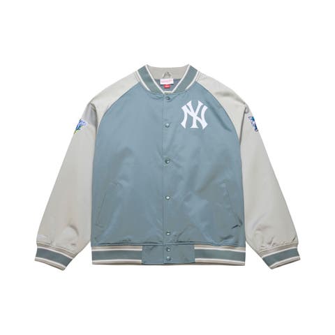 Men's Mitchell & Ness  Gray New York Yankees Thunderstorm Head Coach Lightweight Satin Full-Snap Jacket