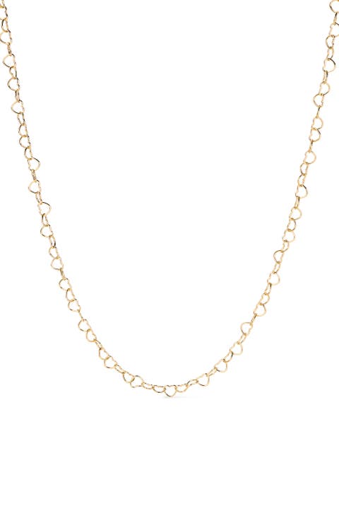 Solid Yellow Gold - Heart Chain Necklace