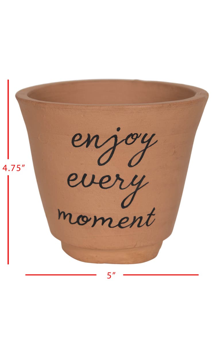 Foreside Home and Garden "Enjoy Every Moment" Multi Terracotta Planter, Alternate, color, Brown