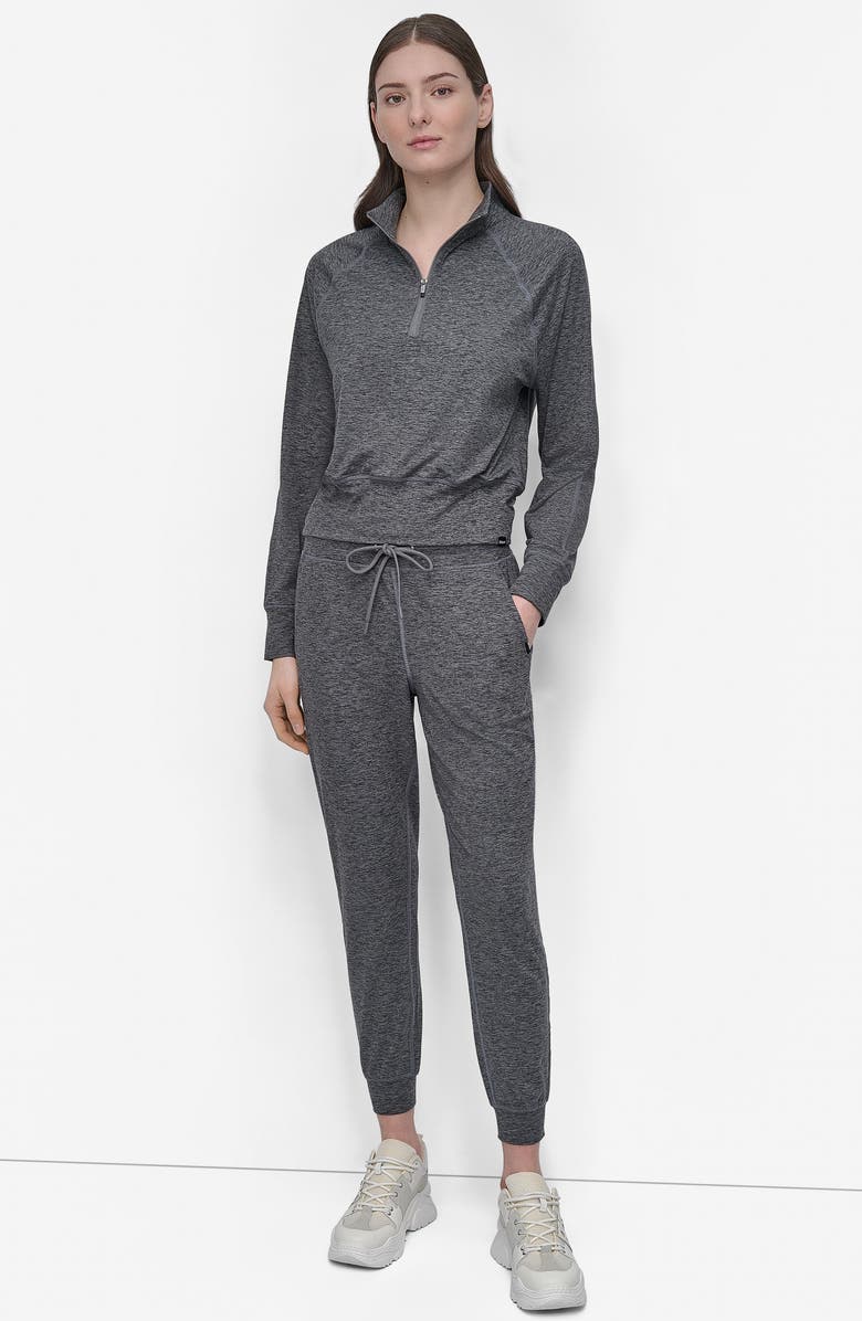 DKNY Space Dye Half Zip Sweatshirt, Alternate, color, Black Space