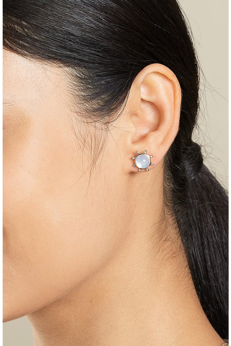 Cosmic Sun Studs, Alternate, color, Moon Quartz