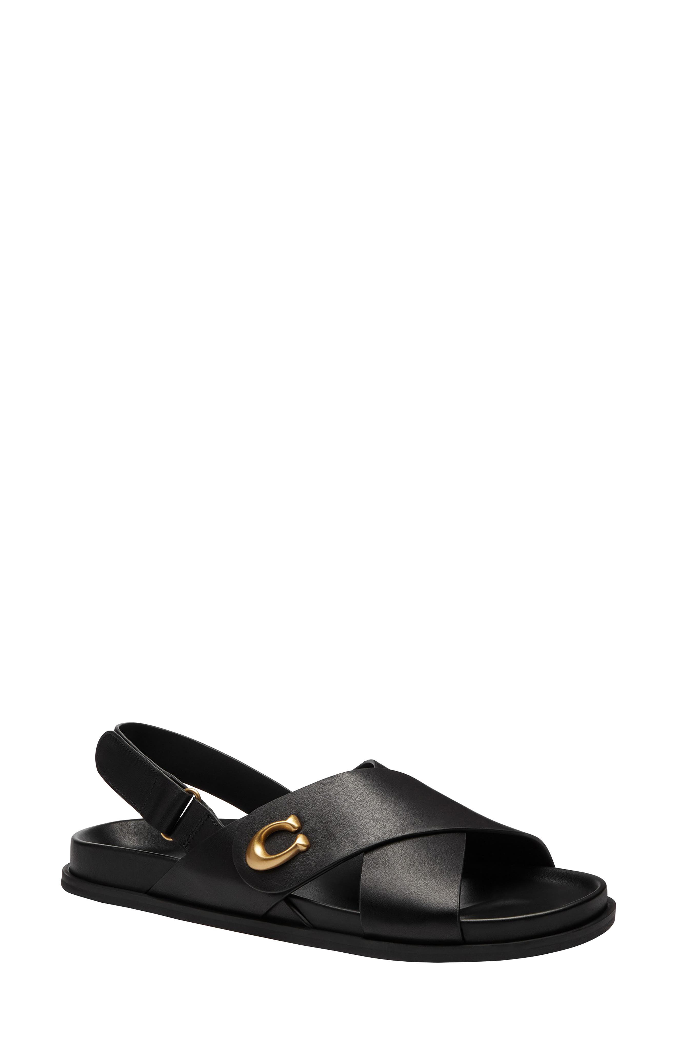 COACH Sculpted C Slingback Sandal, Main, color, Black