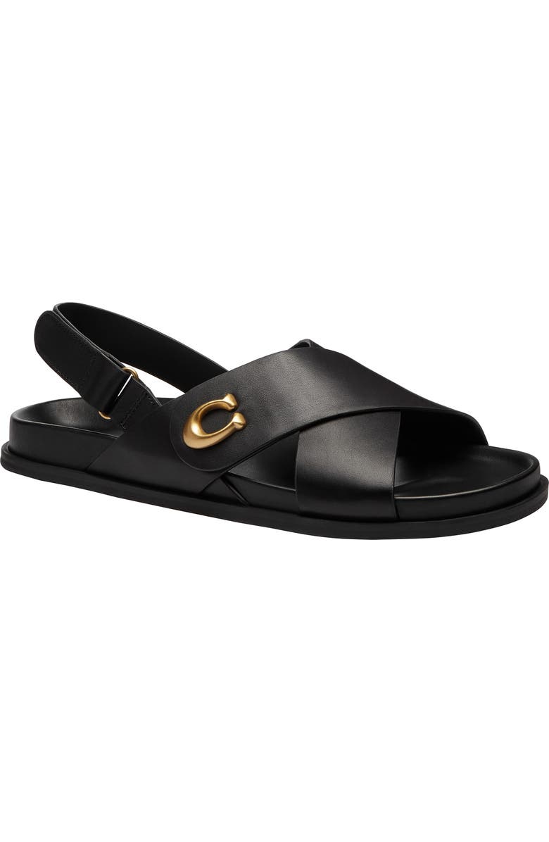 COACH Sculpted C Slingback Sandal, Main, color, Black
