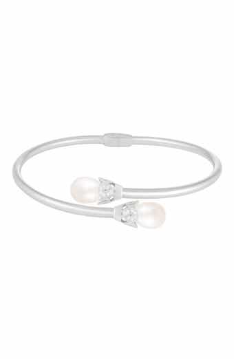 Freshwater Pearl & CZ Cuff Bracelet