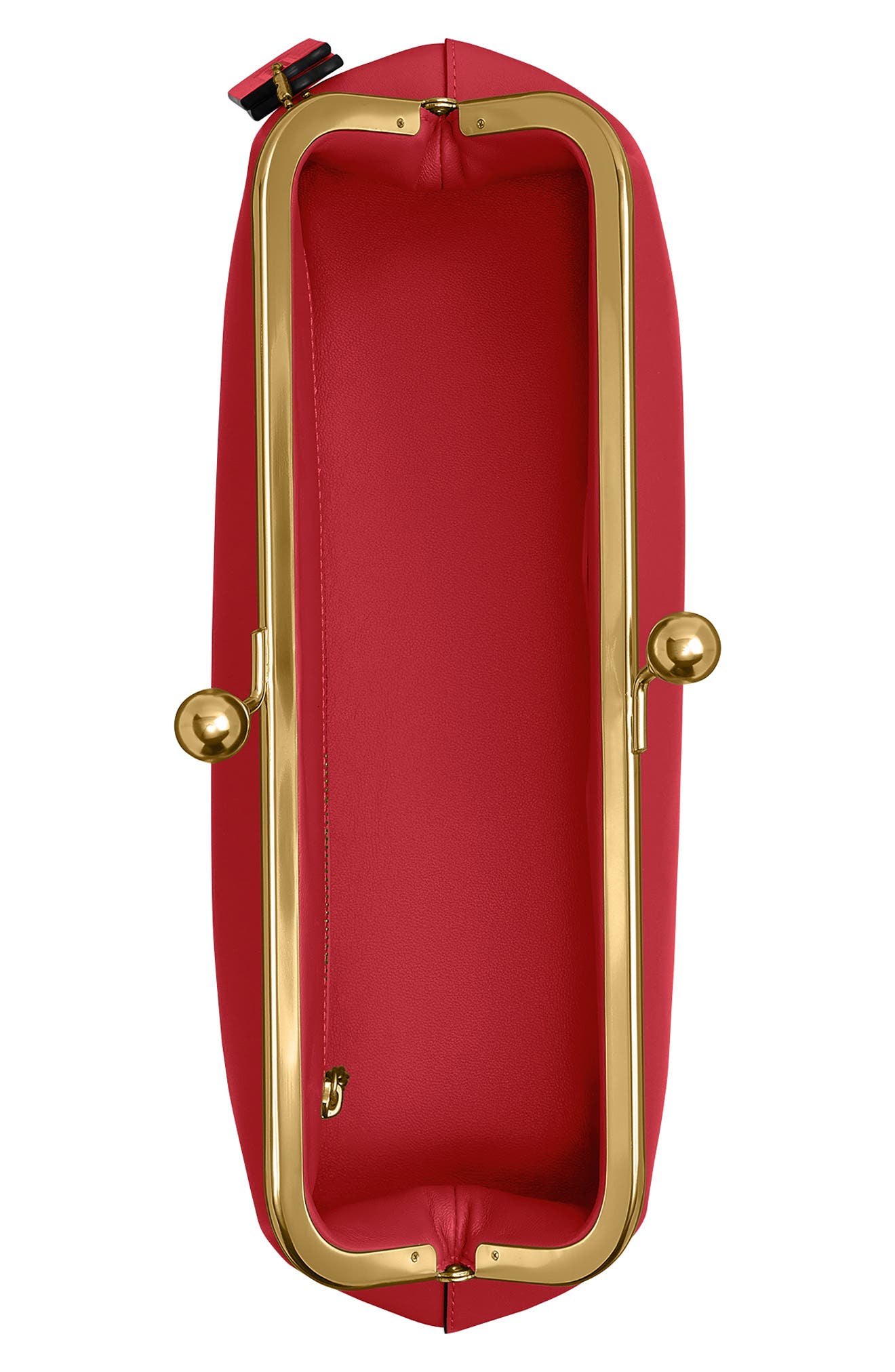 Kisslock Glovetanned Leather Frame Clutch, Alternate, color, B4/ POPPY