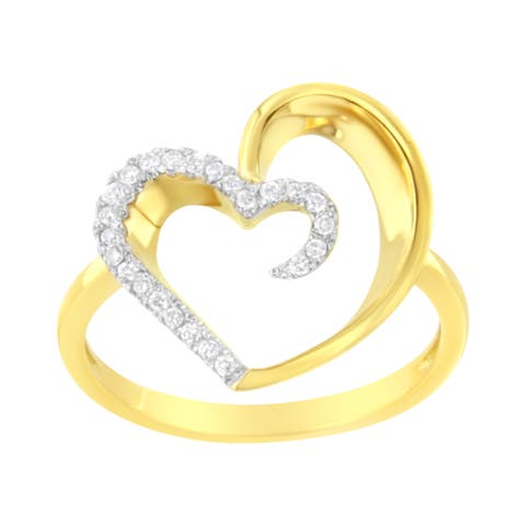 14KT Yellow Gold 1/10 ctw. Diamond Heart Shape Ring