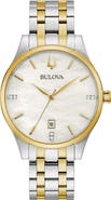 BULOVA Two-Tone Mother-of-Pearl & Diamond Bracelet Watch, 36mm