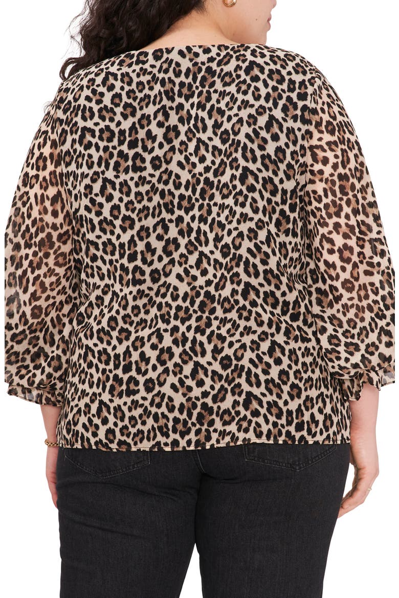 Leopard Print Balloon Sleeve Blouse, Alternate, color, RICH BLACK
