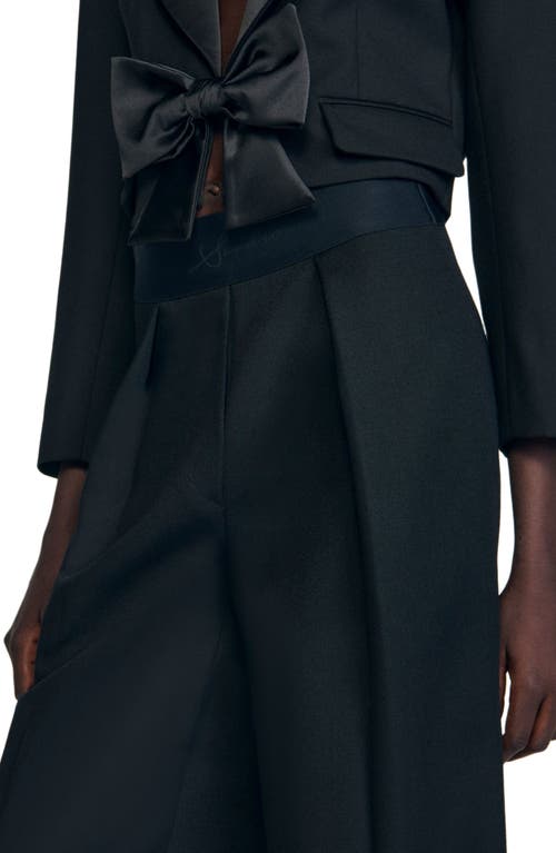 Sandro Elastic Waist Wide Leg Trousers In Blue