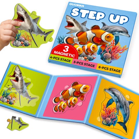 Step Up Magnetic Kids Puzzle Collection - Ocean, Safari & Wild Animals