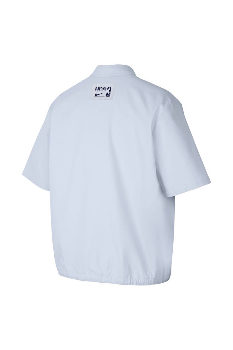 Men's Nike Gray NBA All World Hoops Short Sleeve Button-Up Coaches Top, Alternate, color, Gray