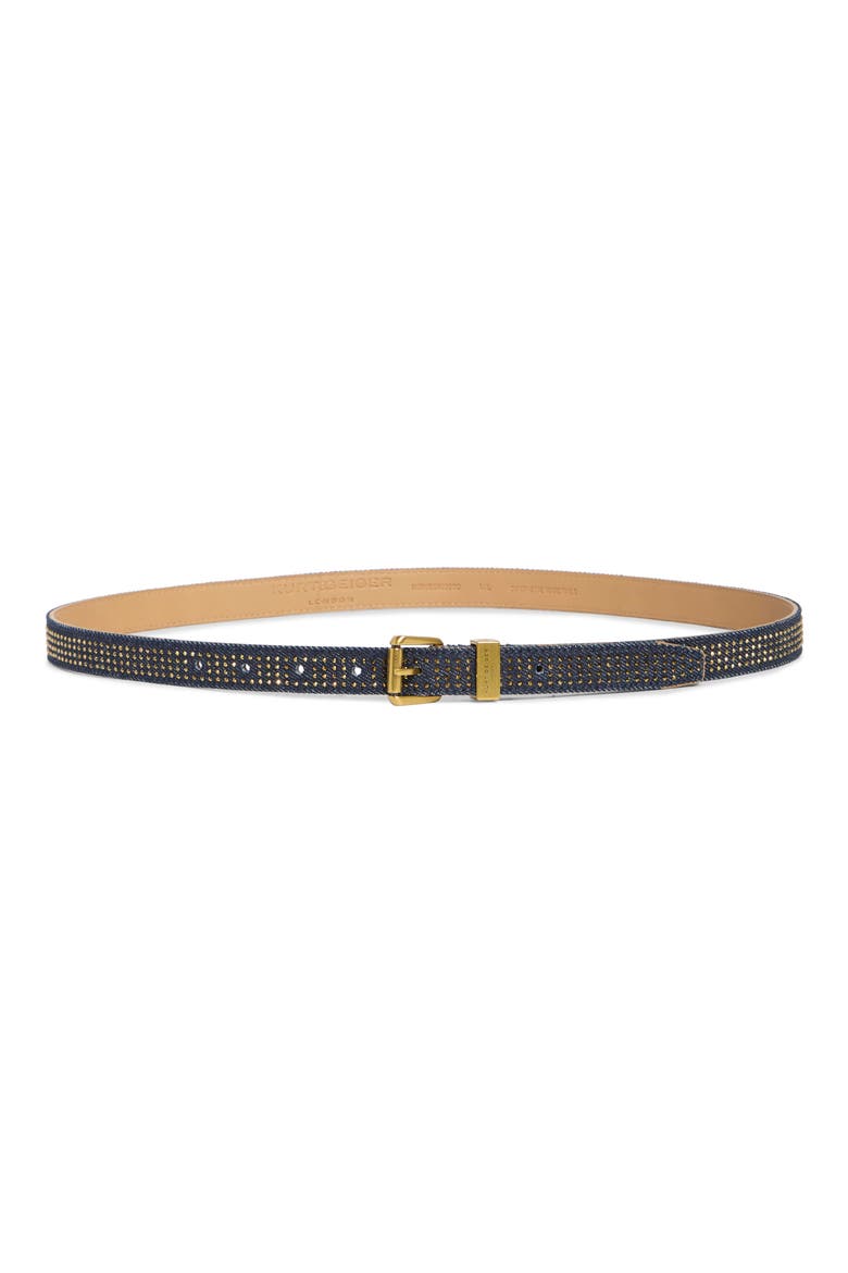 Denim Scratchy Belt, Main, color, BLUE DENIM/ ANTIQUE BRASS