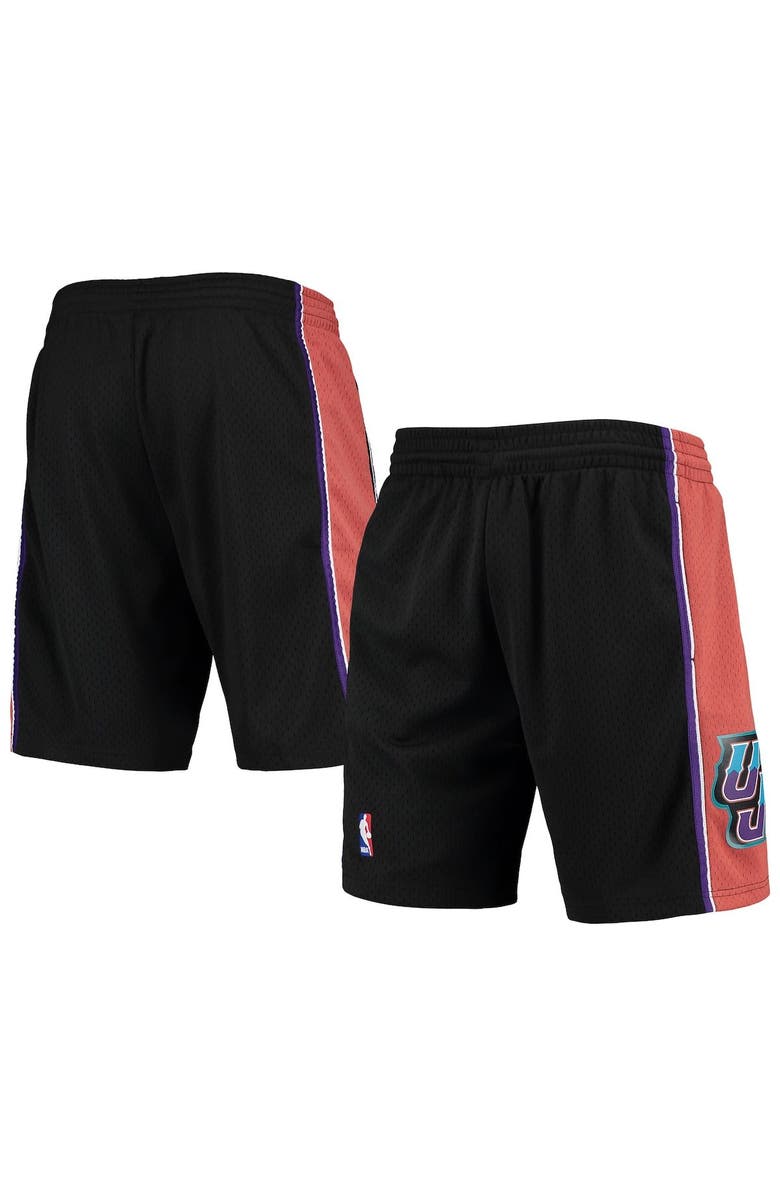 Mitchell & Ness Men's Mitchell & Ness Black Utah Jazz 1998-99 Hardwood Classics Swingman Shorts, Alternate, color,