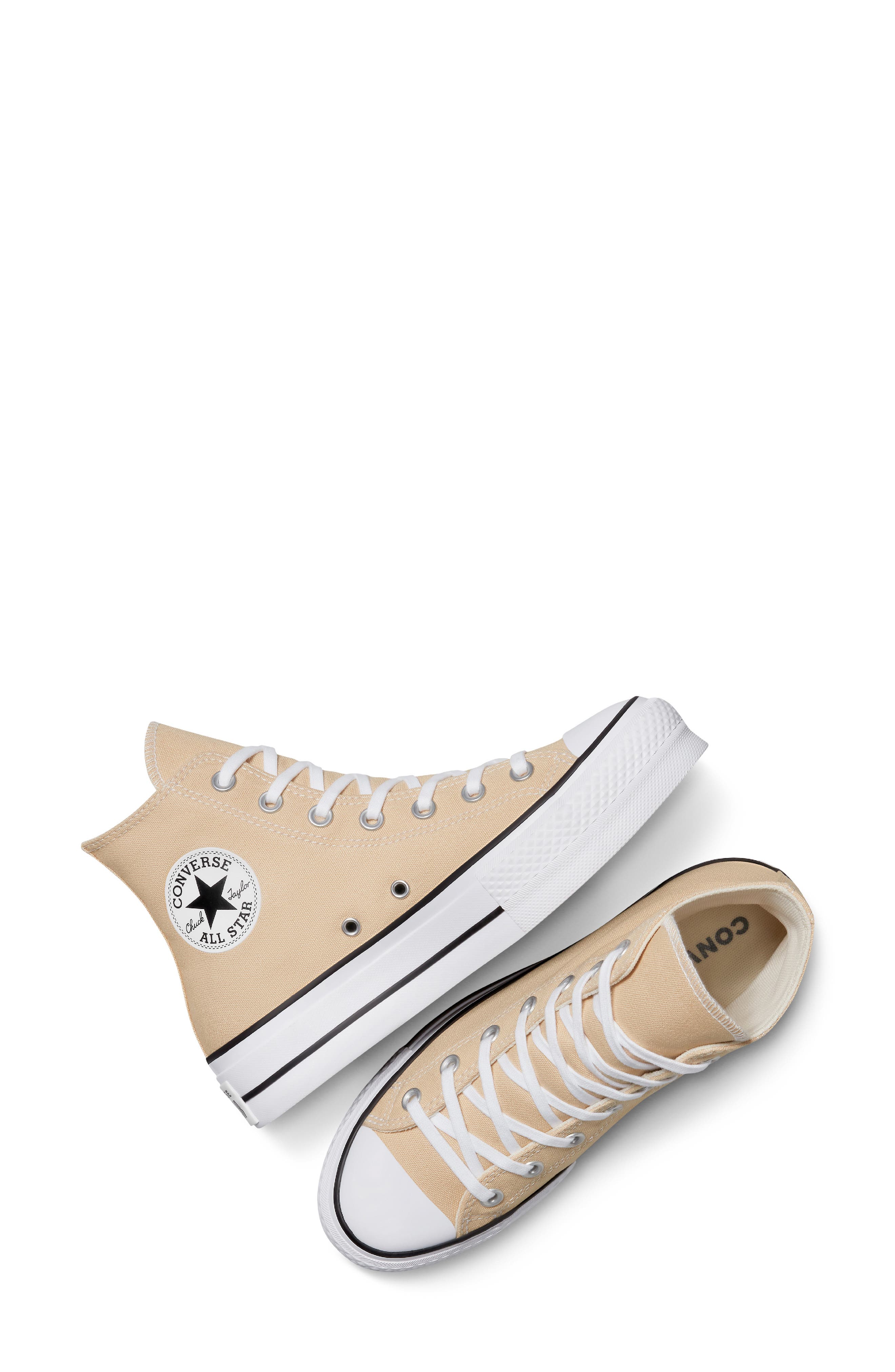 Converse Chuck Taylor All Star Lift High Top Platform Sneaker, Alternate, color, Coastal Dune / White/ Black