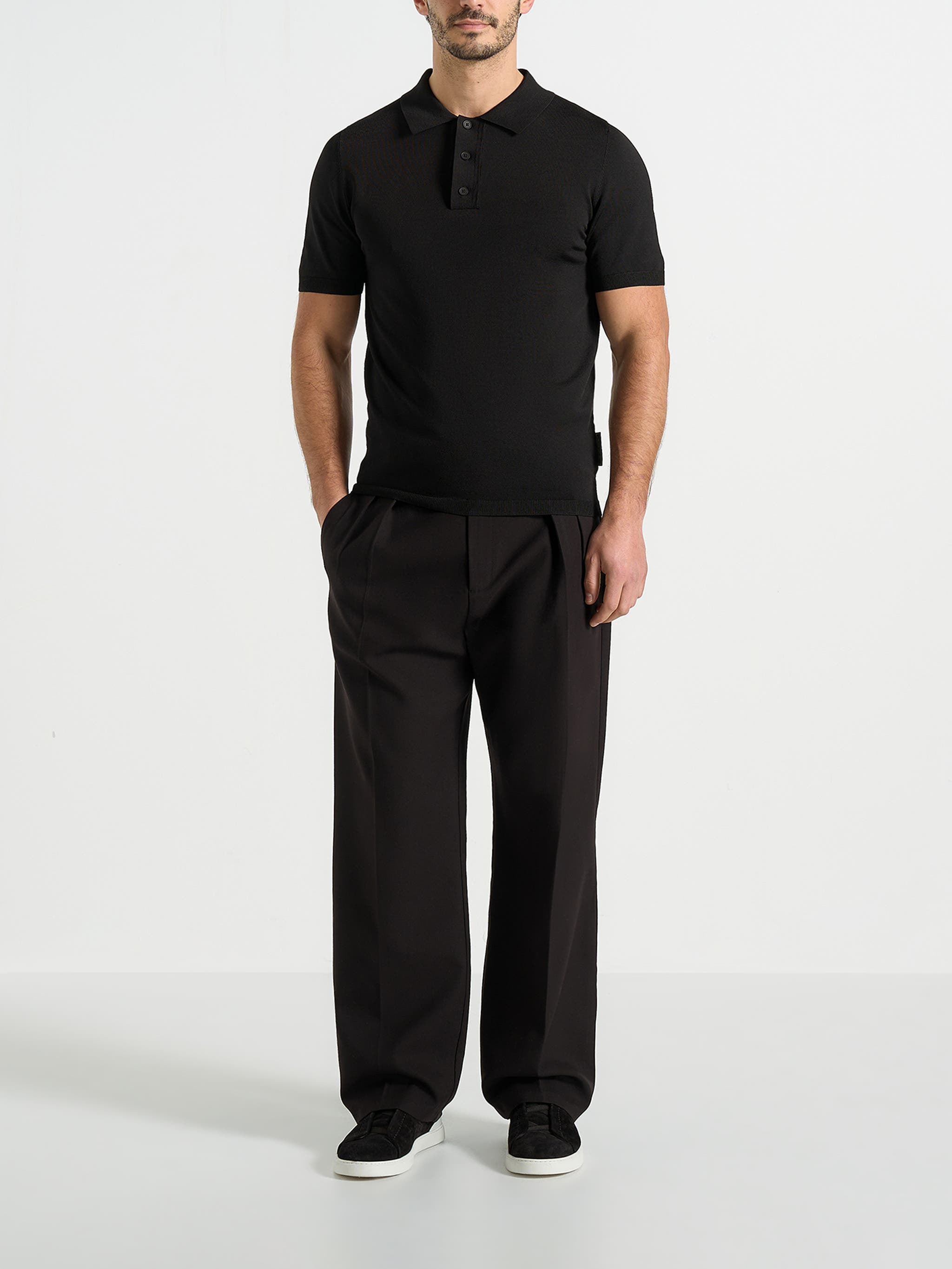 Pierre Relaxed Fit Pleated Tailored Trousers - Black - image 2