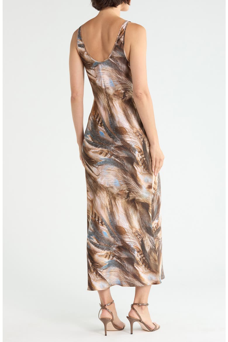 Akiya Print Satin Maxi Slipdress, Alternate, color, NEUTRAL/ BL MIX FEATHER