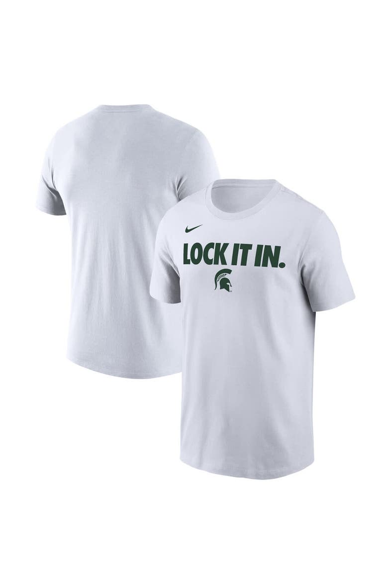 Men's Nike  White Michigan State Spartans 2026 On-Court Bench T-Shirt, Main, color, White