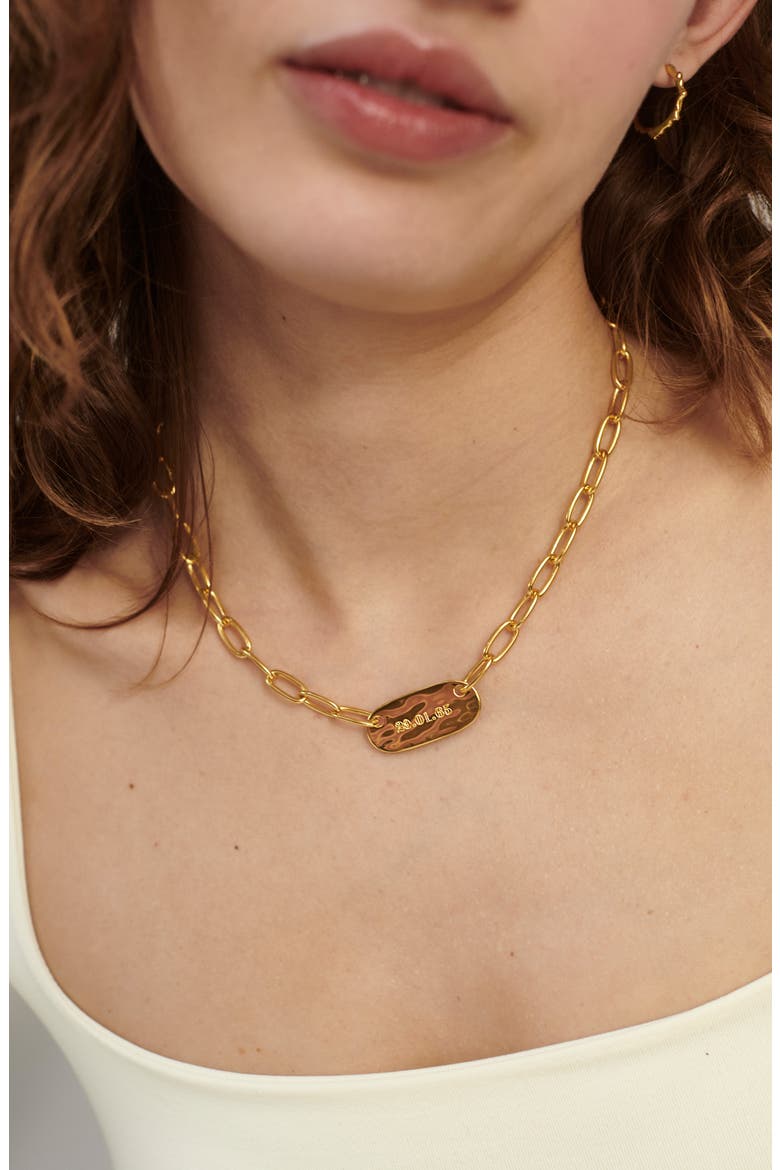 18K Gold Oval ID Necklace, Alternate, color, YELLOW GOLD