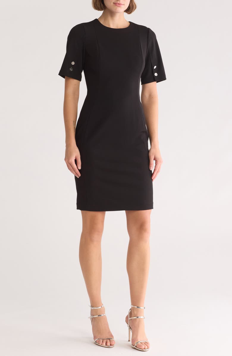 DKNY Button Sleeve Sheath Dress, Main, color, 