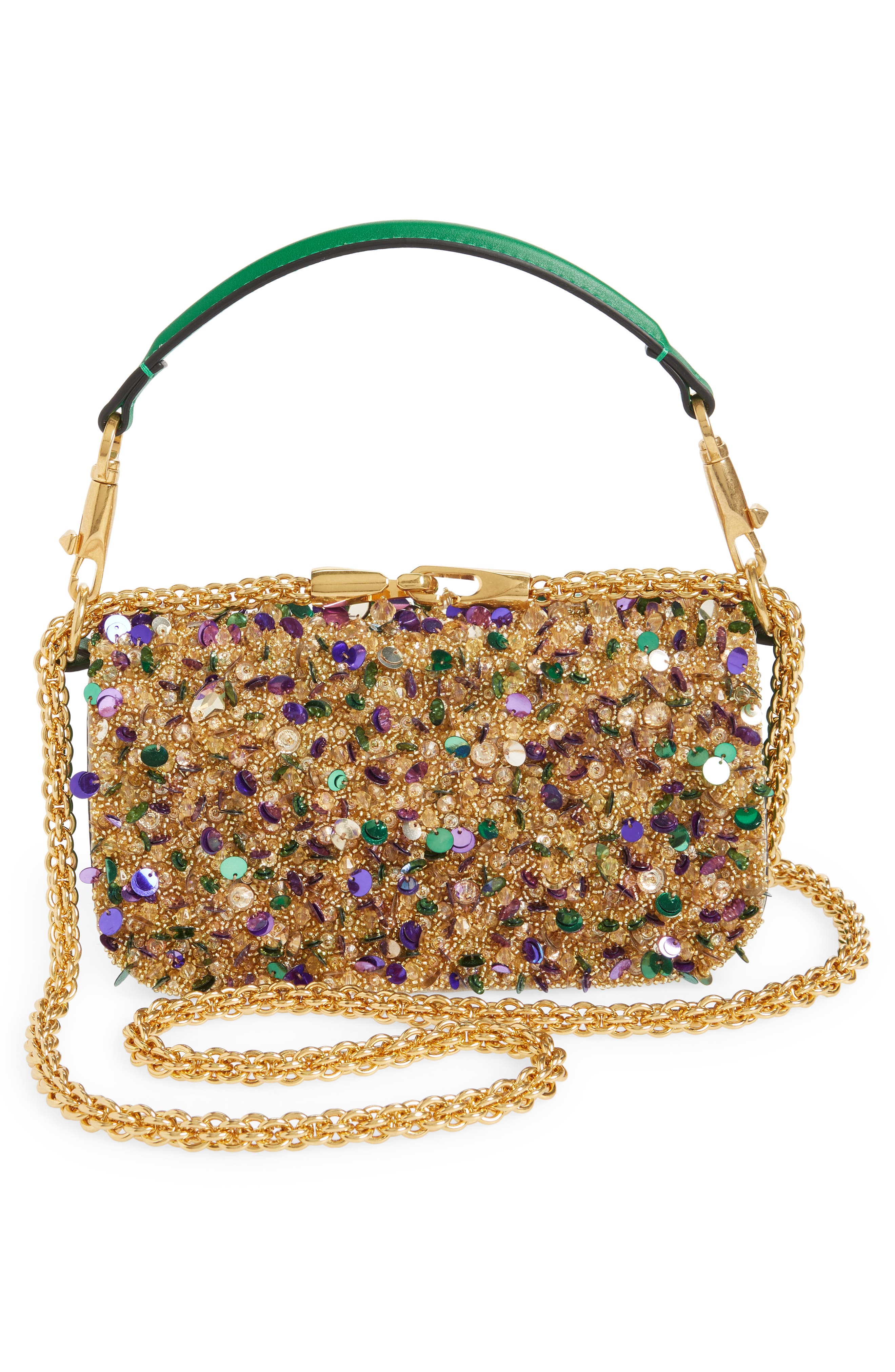 Valentino Garavani Small Locò Embellished Silk Shoulder Bag, Alternate, color, 