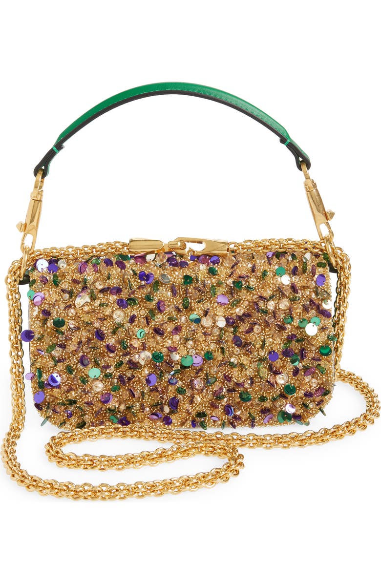 Valentino Garavani Small Locò Embellished Silk Shoulder Bag, Alternate, color,