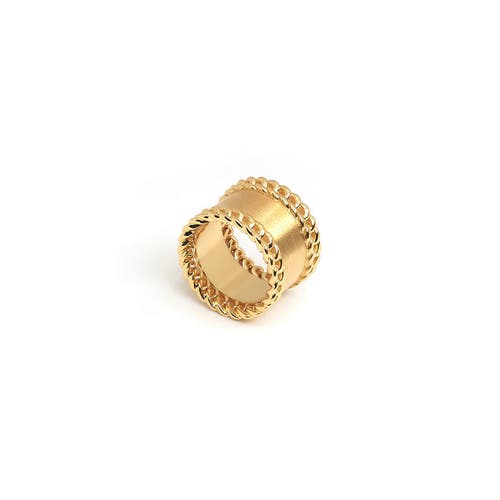 Zarux Side Braid Ring In Gold