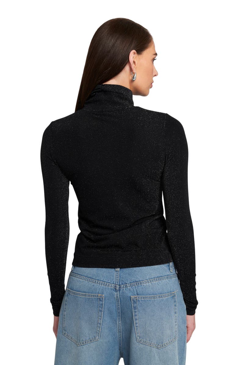 ELLE Collection Knit Turtleneck Top Solid, Alternate, color, Sparkle Black