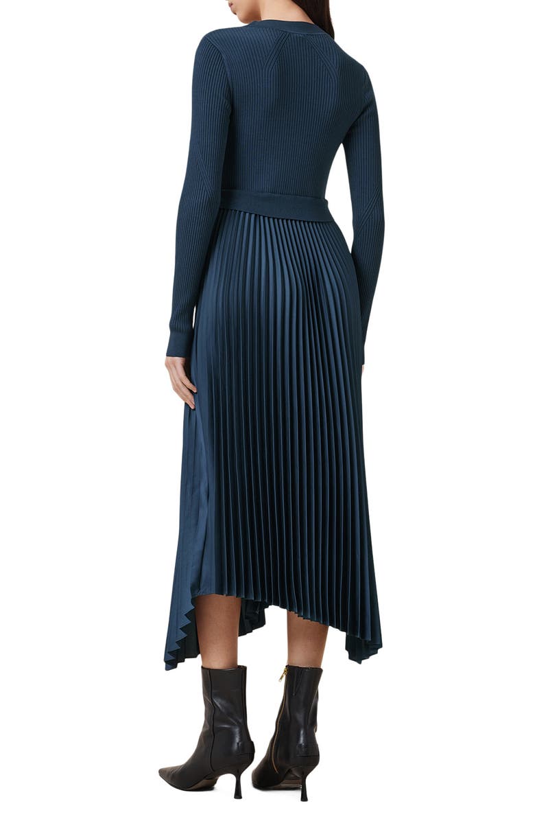 AllSaints Fay Asymmetric Long Sleeve Dress, Alternate, color, Airforce Blue