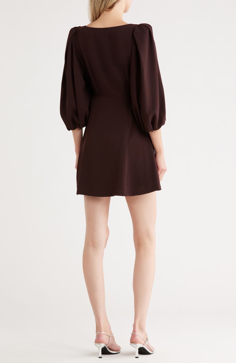Rebecca Taylor Long Sleeve Crepe Dress, Alternate, color, Port
