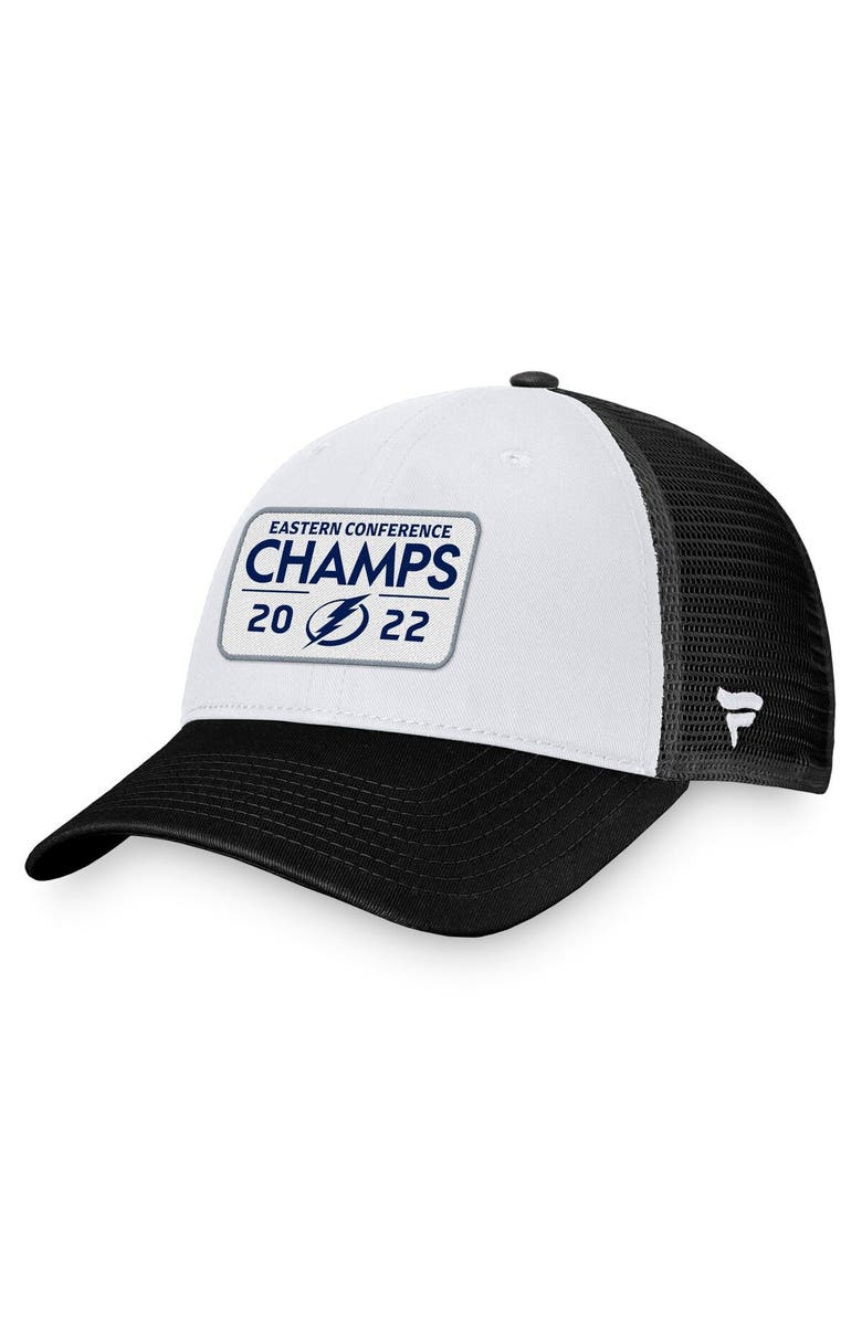 FANATICS Men's Fanatics Branded Black Tampa Bay Lightning 2022 Eastern Conference Champions Locker Room Trucker Adjustable Hat, Main, color, 