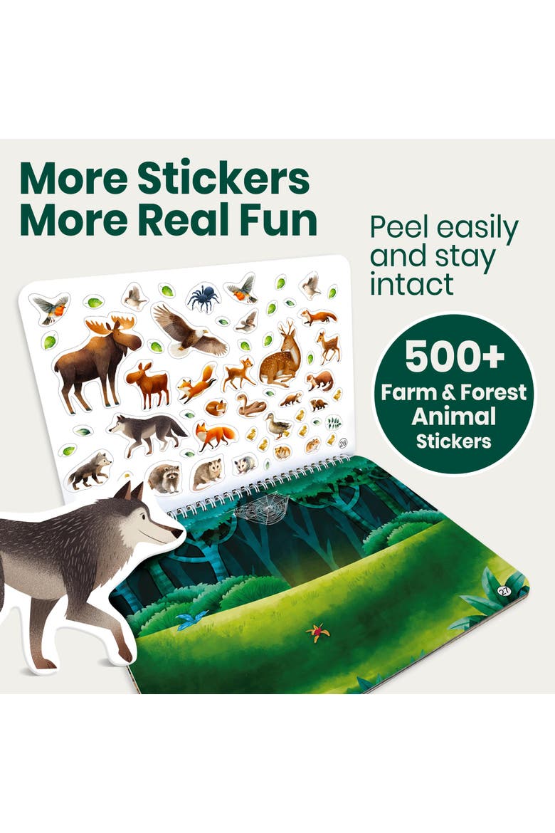 Kids Sticker Activity Books, Alternate, color, Farm & Forest
