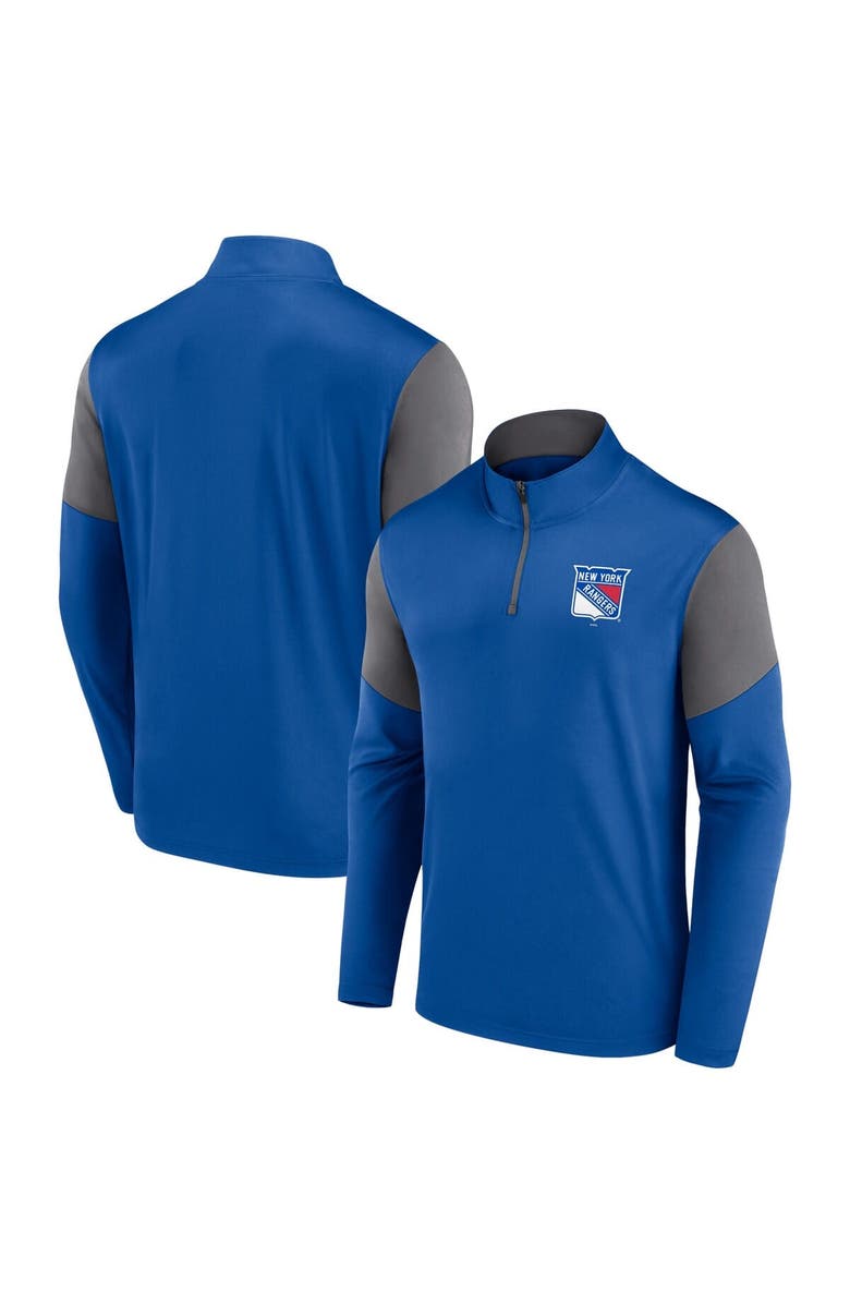 FANATICS Men's Fanatics Blue New York Rangers Logo Quarter-Zip Top, Main, color, 