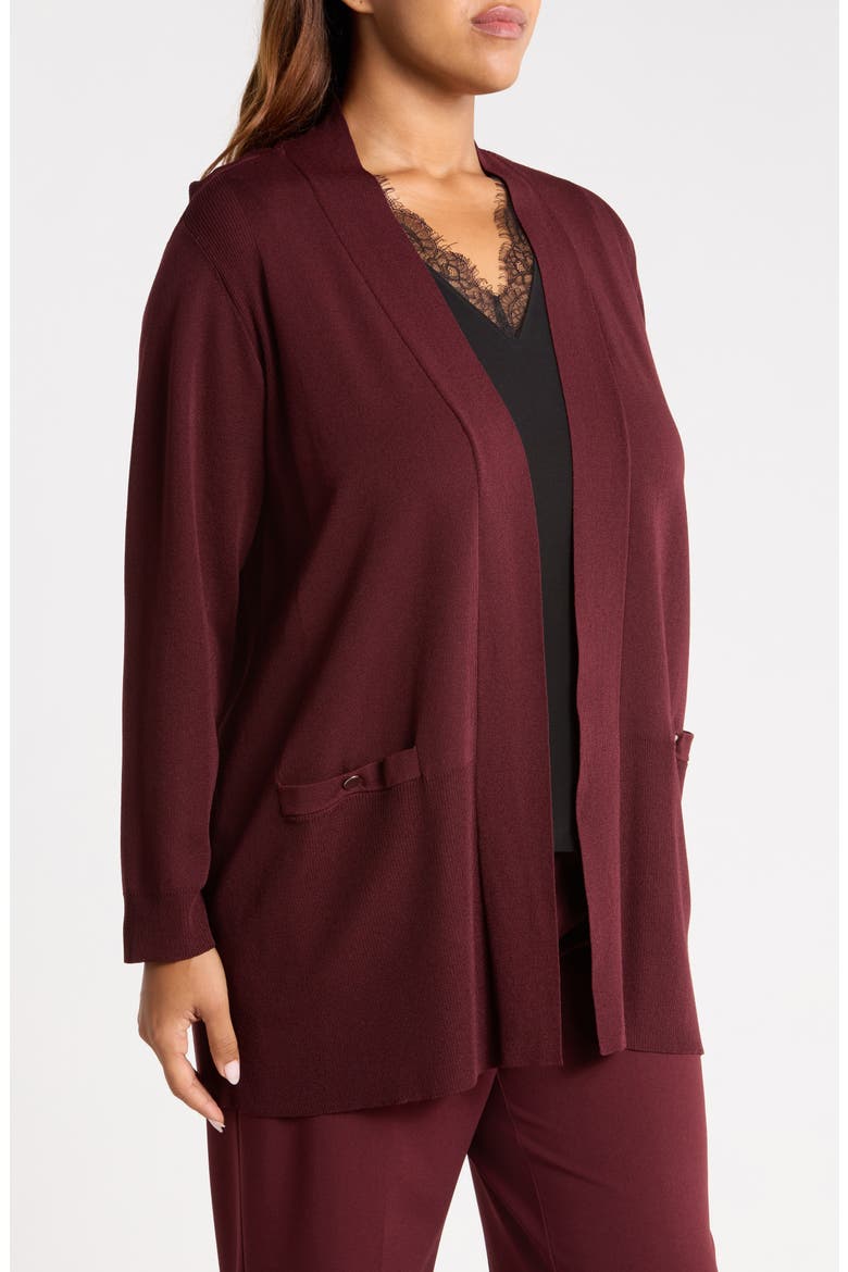 Pocket Open Front Cardigan, Alternate, color, BAROLO