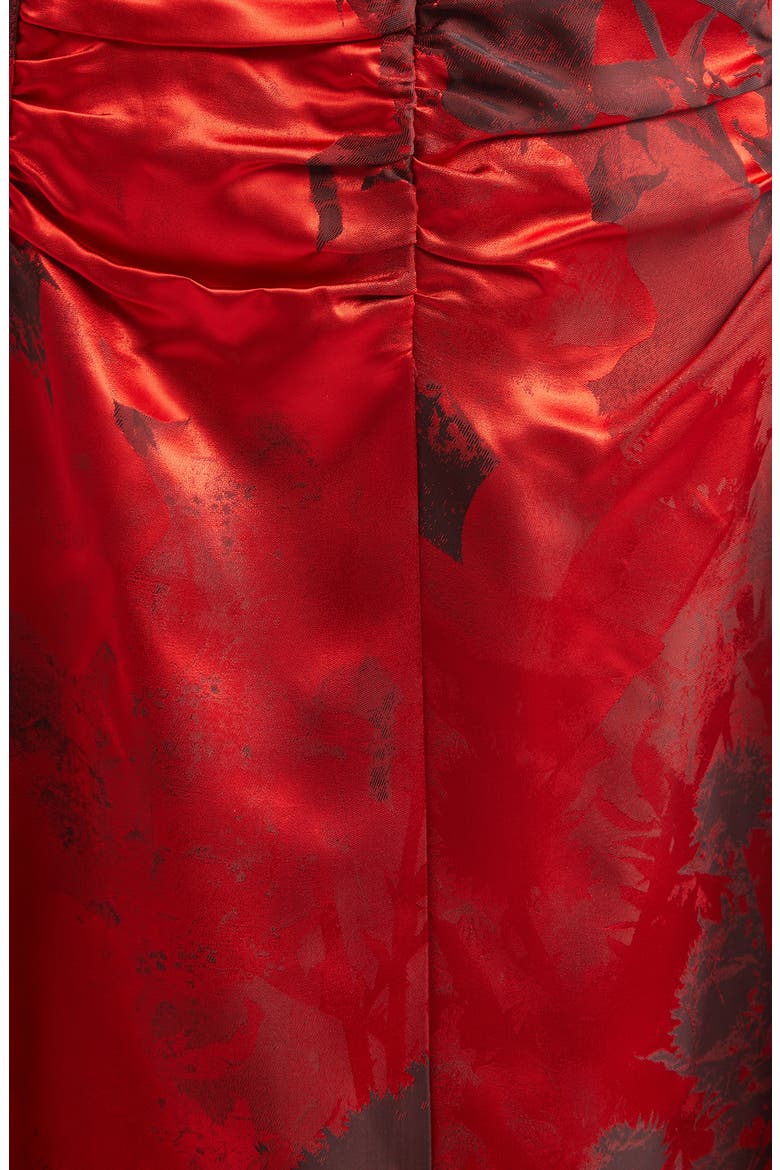 Floral Jacquard Corset Dress, Alternate, color, RED-BLACK