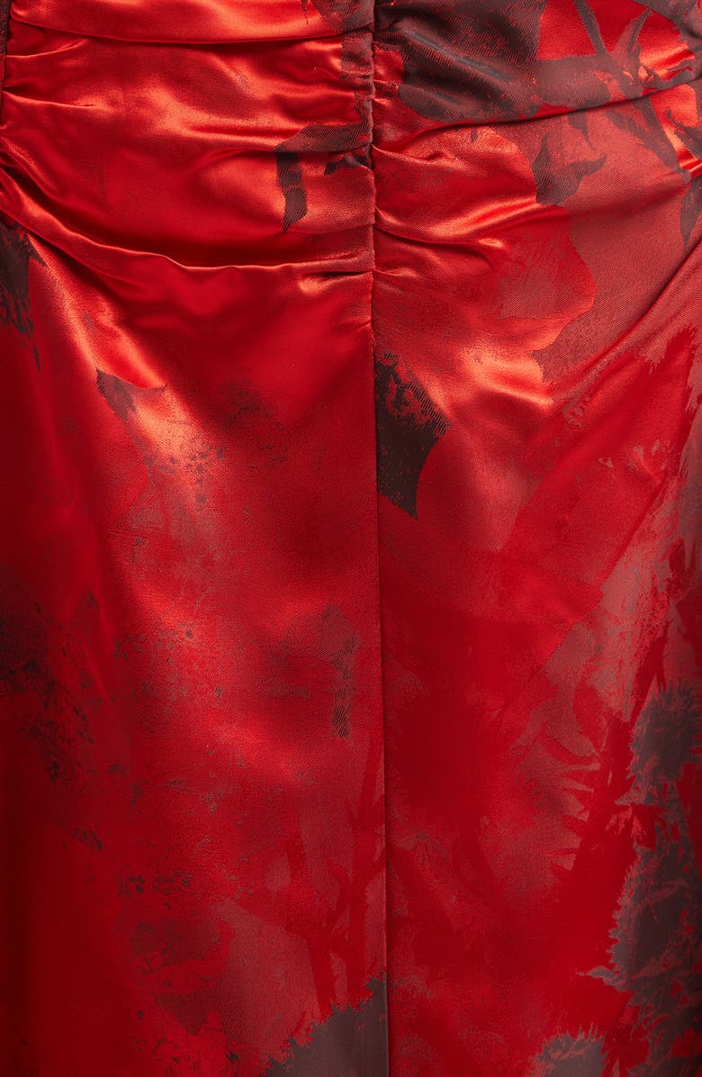 McQueen Floral Jacquard Corset Dress, Alternate, color, Red-Black