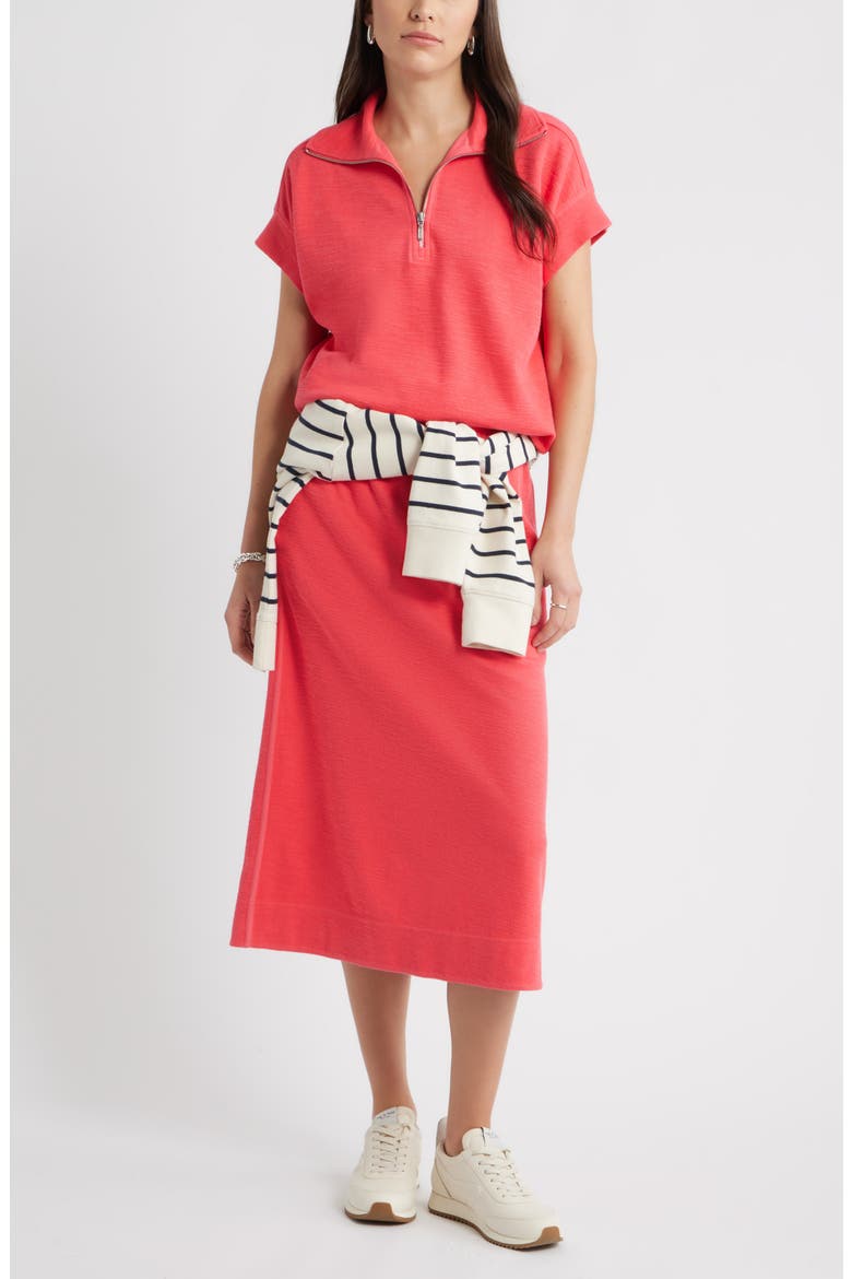 Jetset Cotton Blend Knit Midi Skirt, Alternate, color, RED GERANIUM