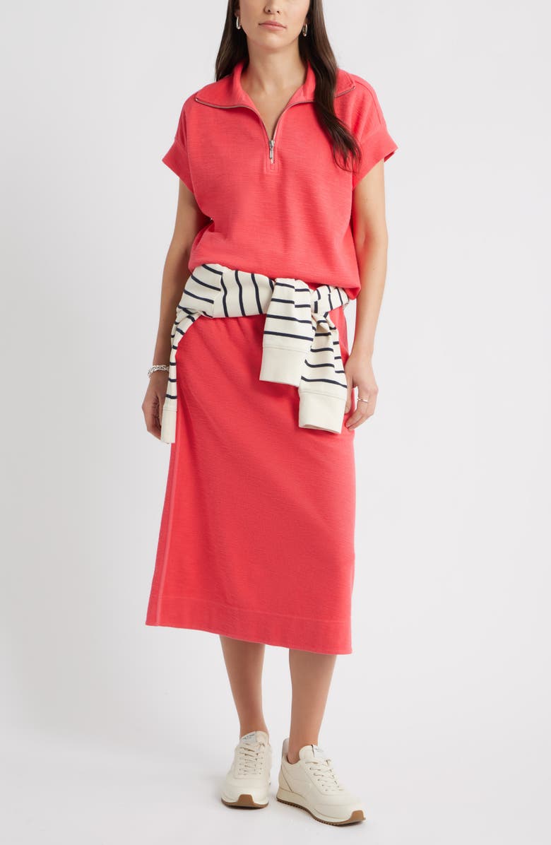 Caslon<sup>®</sup> Jetset Cotton Blend Knit Midi Skirt, Alternate, color, Red Geranium