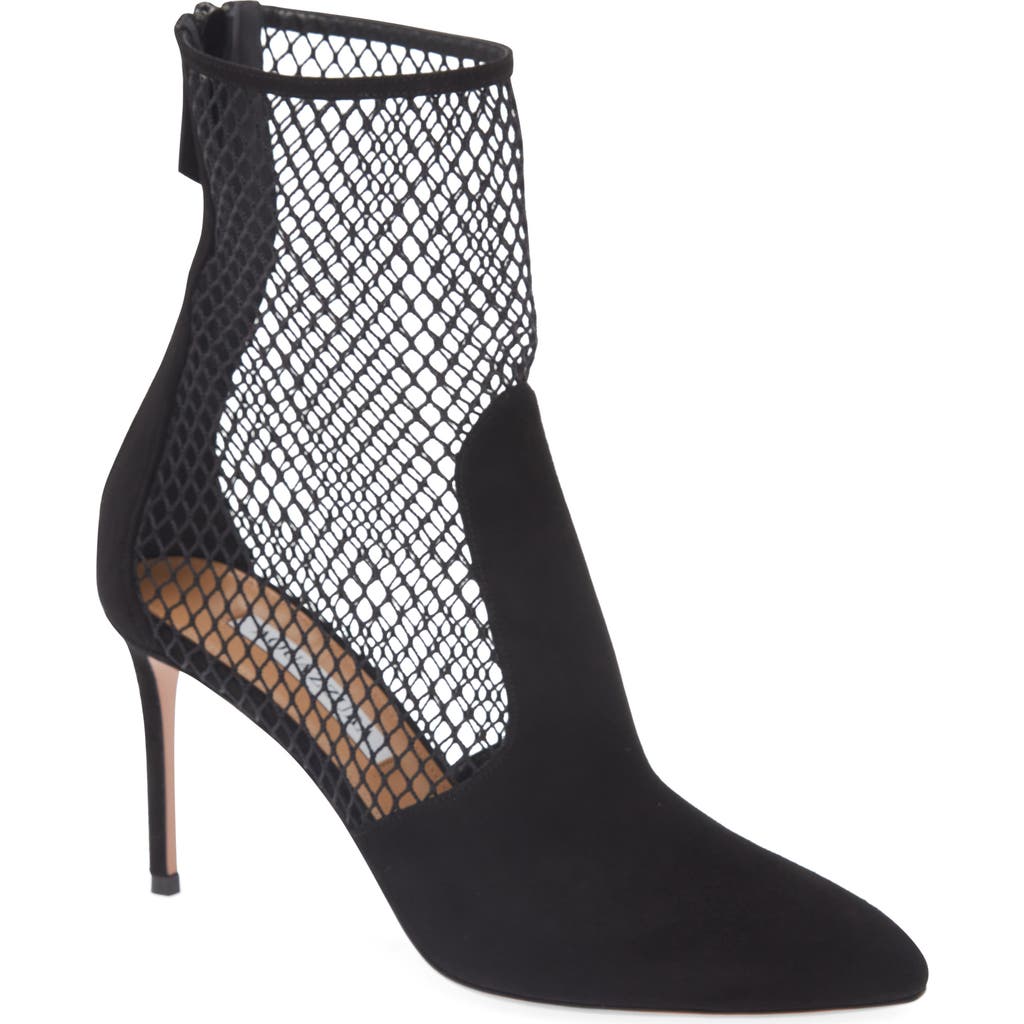 Aquazzura Brera Mesh Suede Stiletto Ankle Booties