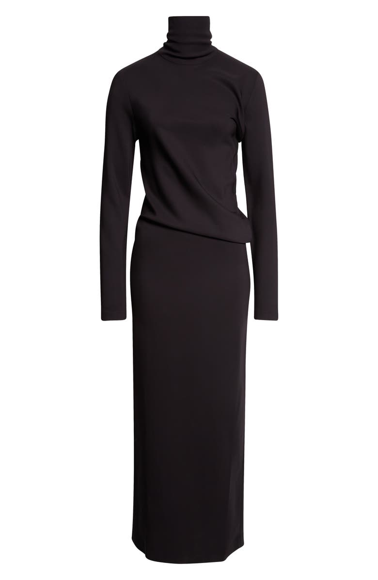 TOTEME Twist Long Sleeve Dress, Alternate, color, Black