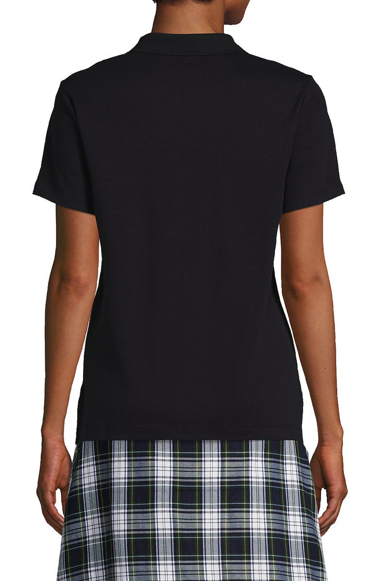Lands' End School Uniform Short Sleeve Feminine Fit Interlock Polo Shirt, Alternate, color, Black