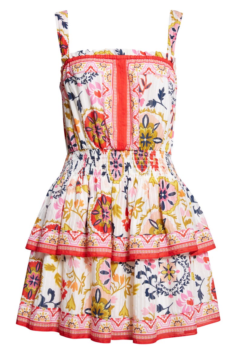 Alicia Mixed Print Cotton Blend Minidress, Alternate, color, WHITE MAYA COMBO